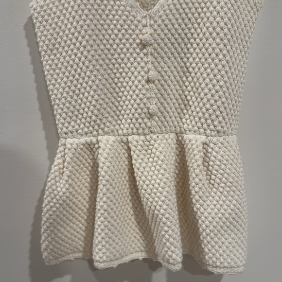 NWT 7 FOR ALL MANKIND boho knit crochet peplum top in gardenia, size S - Picture 4 of 11